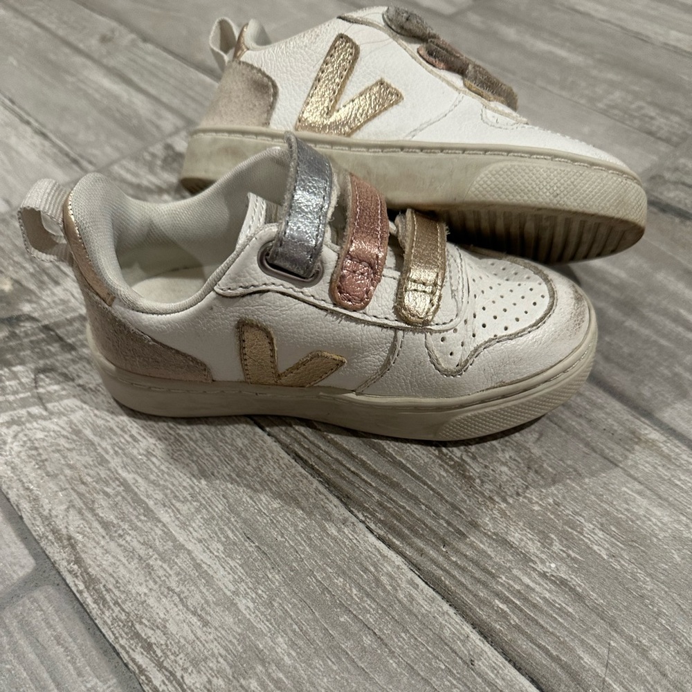 Adorable neutral colored Veja sneakers for kids